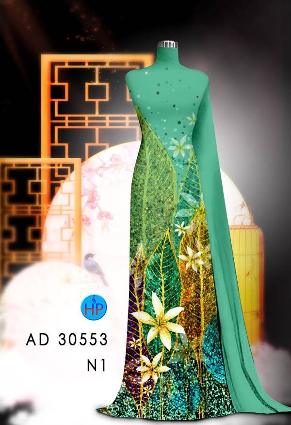 Vải Áo Dài Hoa In 3D AD 30553 10